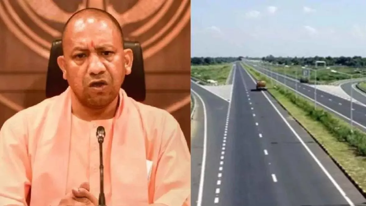 Purvanchal Expressway Chandauli Sonbhadra connection map with CM Yogi’s photo